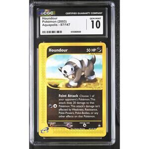 CGC 10 GEM MINT Houndour 87/147 Pokémon Aquapolis 2003 Non Holo Graded Card(PSA)